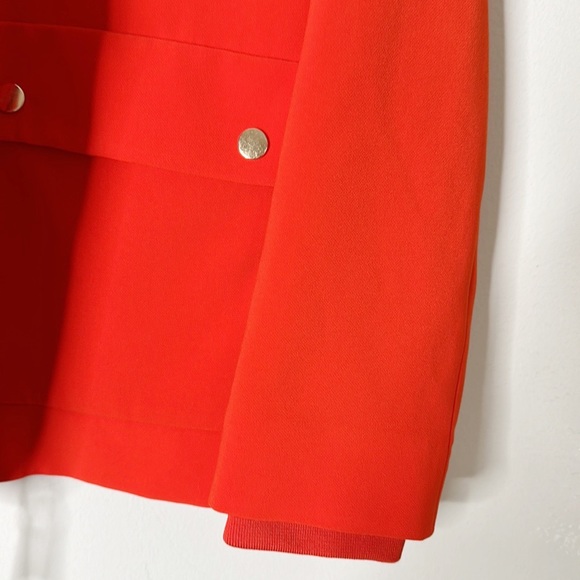 H&M red pocket zip blazer jacket coat women size Small 4 - Picture 6 of 6